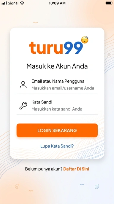 Tampilan halaman login turu99